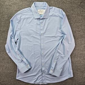 Mizzen Main Shirt Mens XXL 2XL Trim Fit Blue Performance Stretch Long Sleeve